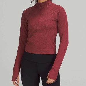 lululemon athletica Long Sleeve Half-Zip Pullover in Burgundy